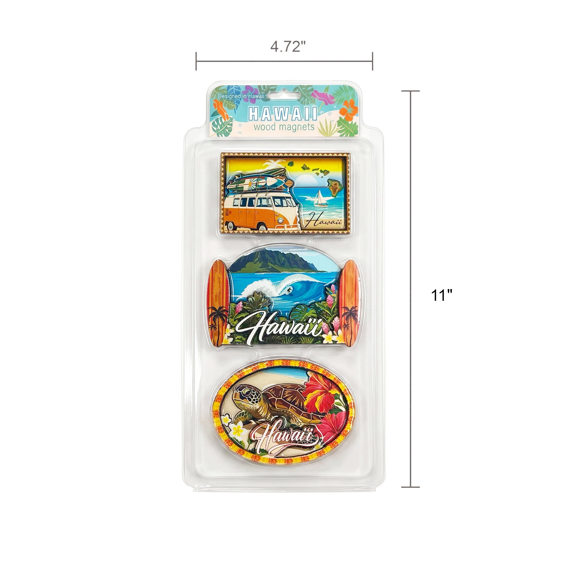 Island Reflections Hawaii Wood Epoxy Magnet Asst (3ct)