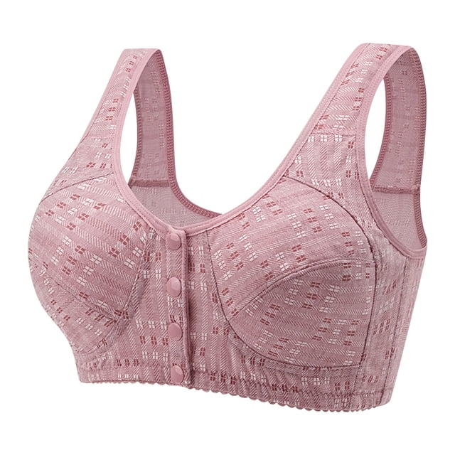 RKSTN Bras for Women 2024 Cotton Comfortable U-shaped Back Four Rows Of Buttons Gathered Together Bras without Steel Rings Loose Plus Size Breathable Bras