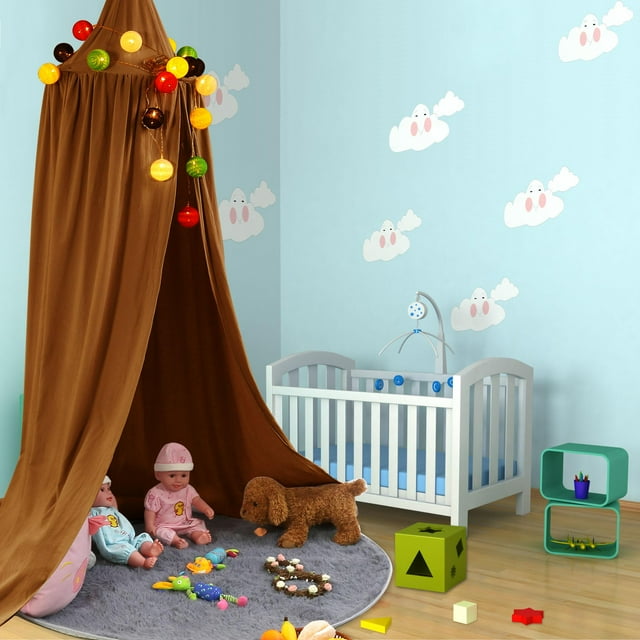 FAGINEY Rideaux à Baldaquin, Rideau Moustiquaire Multicolore à Dôme Rond Suspendu pour Lit, pour Bébé et Enfants, Jeu et Déco Maison, Baldaquin à Dôme