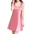 thumbnail image 1 of AWZXDE Pyjama Confortable Simple à Grand Bretelle Col en U pour Femmes en Soie Glacée Premium Été avec Soutien-Gorge Intégré Grande Taille Robe de Nuit Rouge Melon D\'eau,TTTG, 1 of 6