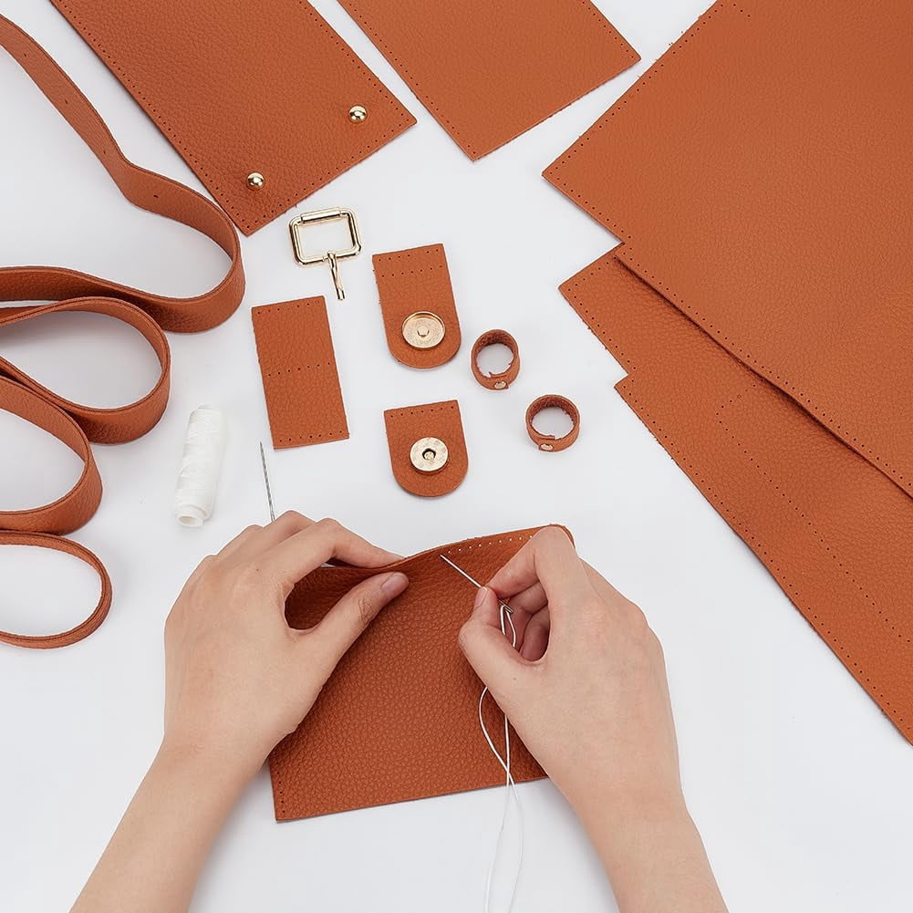 DIY Shoulder Bag Making Kits Imitation Leather Handmade Drawstring Bucket Bag Making All Materials Hand Sewing Handbag Making Set