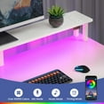 thumbnail image 3 of Greenstell 55" Gaming Computer Desk with LED Lights & Outlets,Home Office Table with Storage Drawer, White, 3 of 6