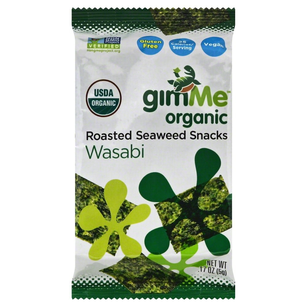 GimMe Organic Gluten Free Roasted Seaweed Snack, Wasabi, 0.17 Oz by Gimme