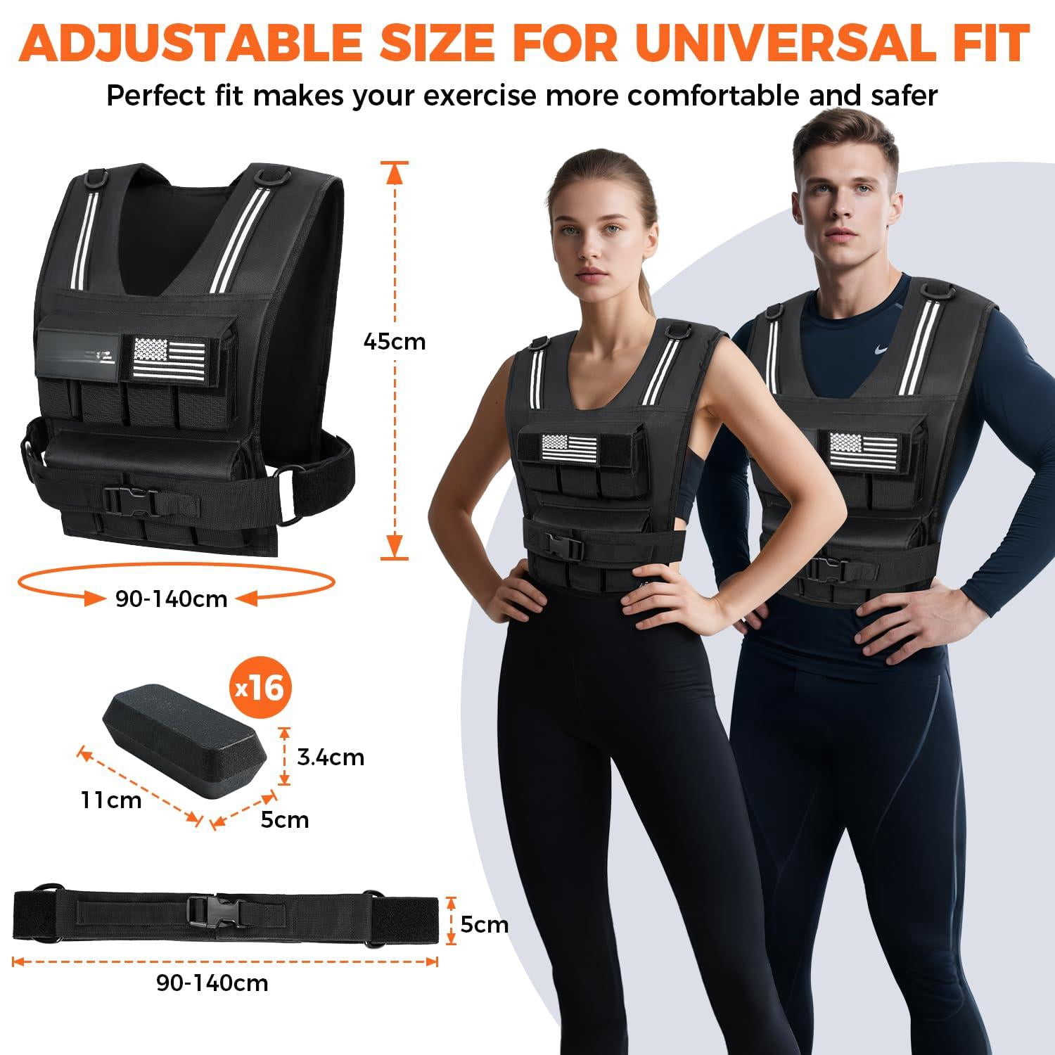 40 lb Adjustable Weighted Vest for Walking Running Strength Training