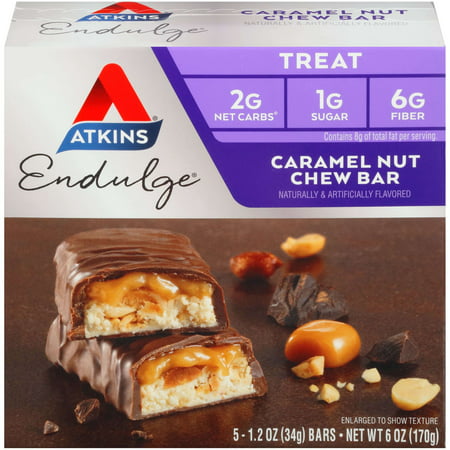 Atkins Endulge Caramel Nut Chew Bar, 1.2oz, 5-pack