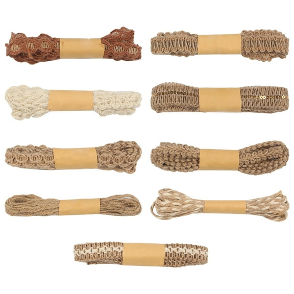9 Rolls Jute Ribbons Lace Craft Ribbon, 78.7inch Vintage Burlap Ribbons, Natural Jute Rope for Crafts Wraping Gifts Party Holiday Wedding Christmas Decorations