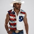 thumbnail image 2 of Stamzod Men's Summer Tank Top with Pocket Fashion American Flag Sleeveless Shirts Casual Button Up Tank Shirt Red-3 S, 2 of 5