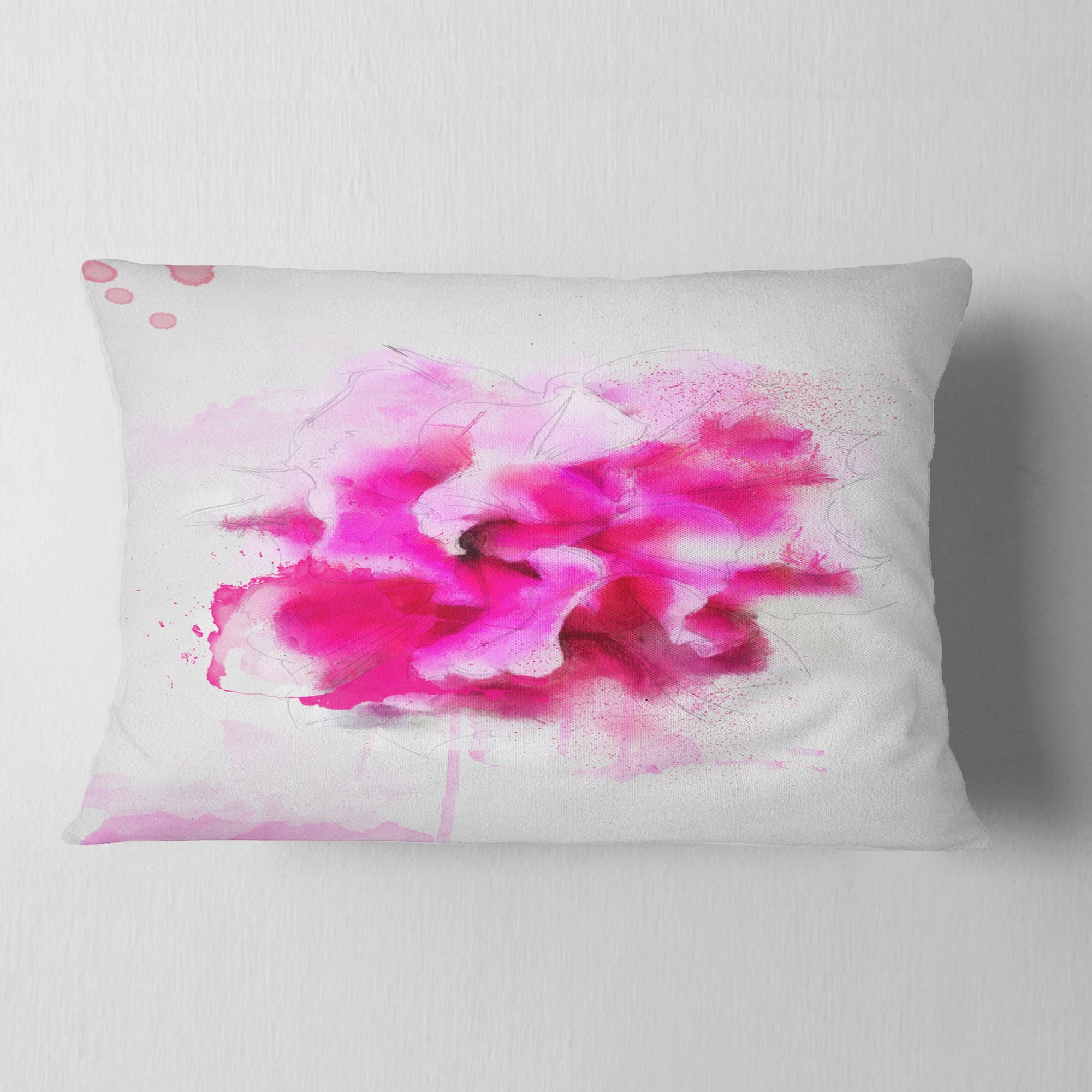 Designart Beautiful Red Flower with Color Splashes - Floral Throw Pillow - 12x20