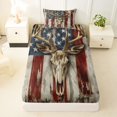 thumbnail image 3 of Manfei Deer Skull Twin Sheets,Vintage Usa Flag Bedding,3 Pieces,1 Fitted Sheet and 1 Pillowcase, 3 of 6