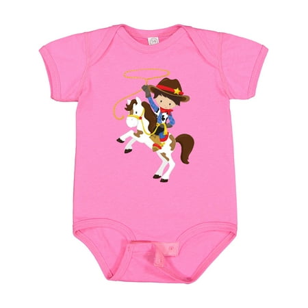 

Inktastic Cowboy Sheriff Horse Lasso Western Brown Hair Gift Baby Boy Bodysuit