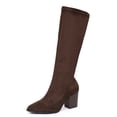 thumbnail image 6 of Womens Knee High Boots Closed Pointed Toe Chunky Heel Tall Boots Side Zipper Fall Dress Boot Shoes Brown 9(42), 6 of 9