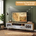 thumbnail image 4 of Farmhouse Entertainment Center with 2 Drawers& 2 Doors, TV Stand for TVs up to 80 Inch for Living Room,Oak & Gray, 4 of 7