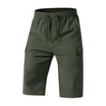 thumbnail image 4 of Men's Cargo Shorts Below Knee Capri Pants Quick Dry Lightweight Casual Summer Bottoms Elastic Waist Drawstring with Multi-Pockets for Hiking Outdoor Fishing Workout Golf, 4 of 9