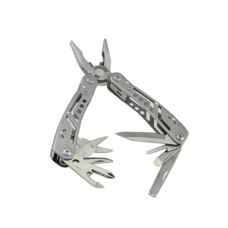 Multitool 12-in-1 Pocket Multi Tool Plier Knife Kit Heavy Duty Stainless Steel Multi-purpose Tool for Survival Camping Fishing Hunting Hiking (Silver)