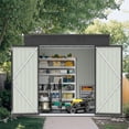 thumbnail image 2 of Sesslife 6' x 4' Outdoor Storage Shed, Patio Galvanized Steel Metal Shed with Sliding Doors, Garden Shed with Vents for Tools, Lawn Mover, Bike, Black, 2 of 9