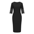 thumbnail image 4 of Odbmxy Womens Midi Dress 3/4 Sleeve Wrap Women's Plus Dress Party Slim Tunic Plain Dressy Dresses,Black L, 4 of 6