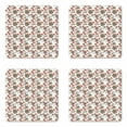 thumbnail image 1 of Floral Coaster Set of 4, Beauty in the Nature Theme Nostalgic Blossoms and Leaves Garden Plants, Square Hardboard Gloss Coasters, Standard Size, Multicolor, by Ambesonne, 1 of 2