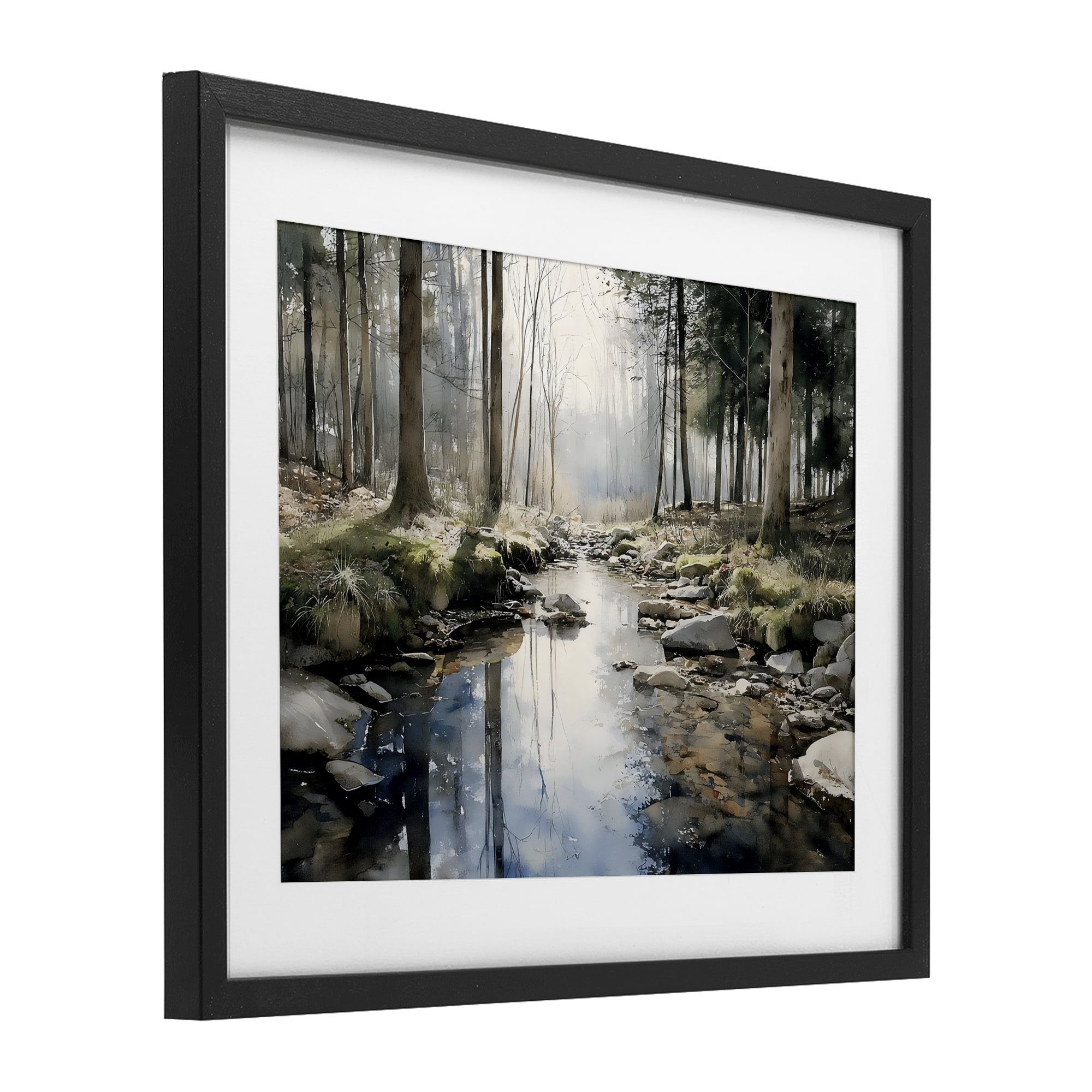 Stupell Industries Rock Creek in Morning Mist Black Framed Print Under Glass, design by Franklyn Gregory