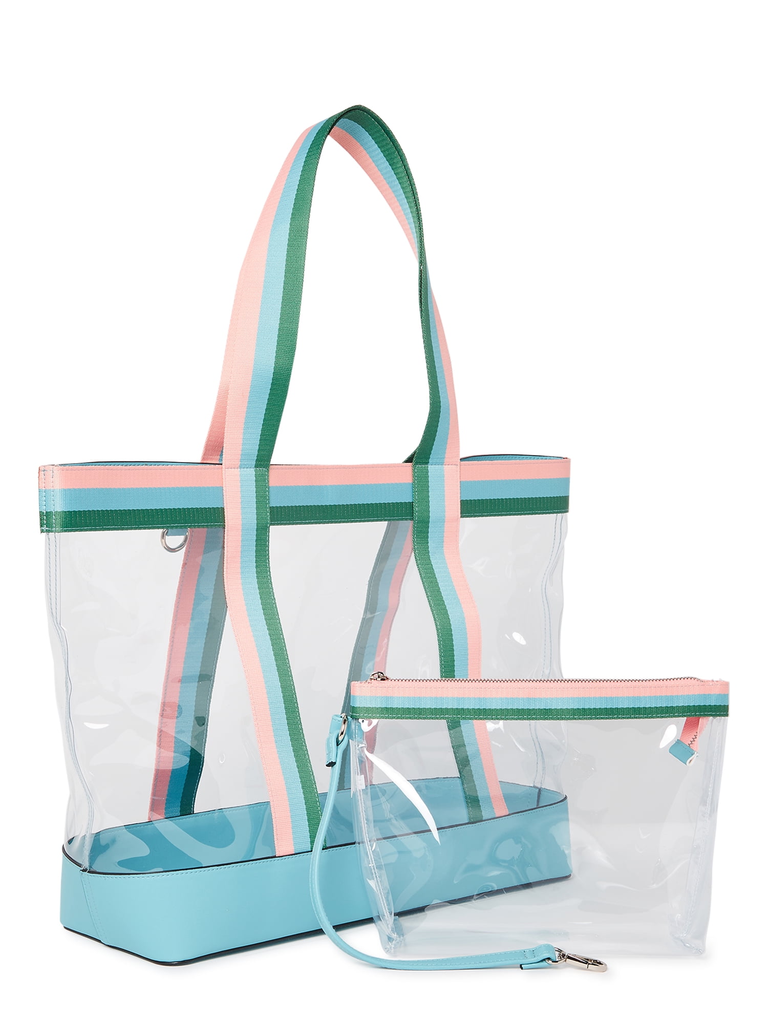 Coach Pool Beach Tote Clutch Clear Vinyl Purse Set Beach Tote, Clear