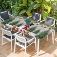 thumbnail image 2 of Grey Christmas Table Cloths for 6 Foot Rectangle Tables, Xmas Tree Ball Snowflake Winter Gifts Patio Waterproof Elastic Fitted Tablecloths, Washable Rectangular Table Cover for Camping, 2 of 8