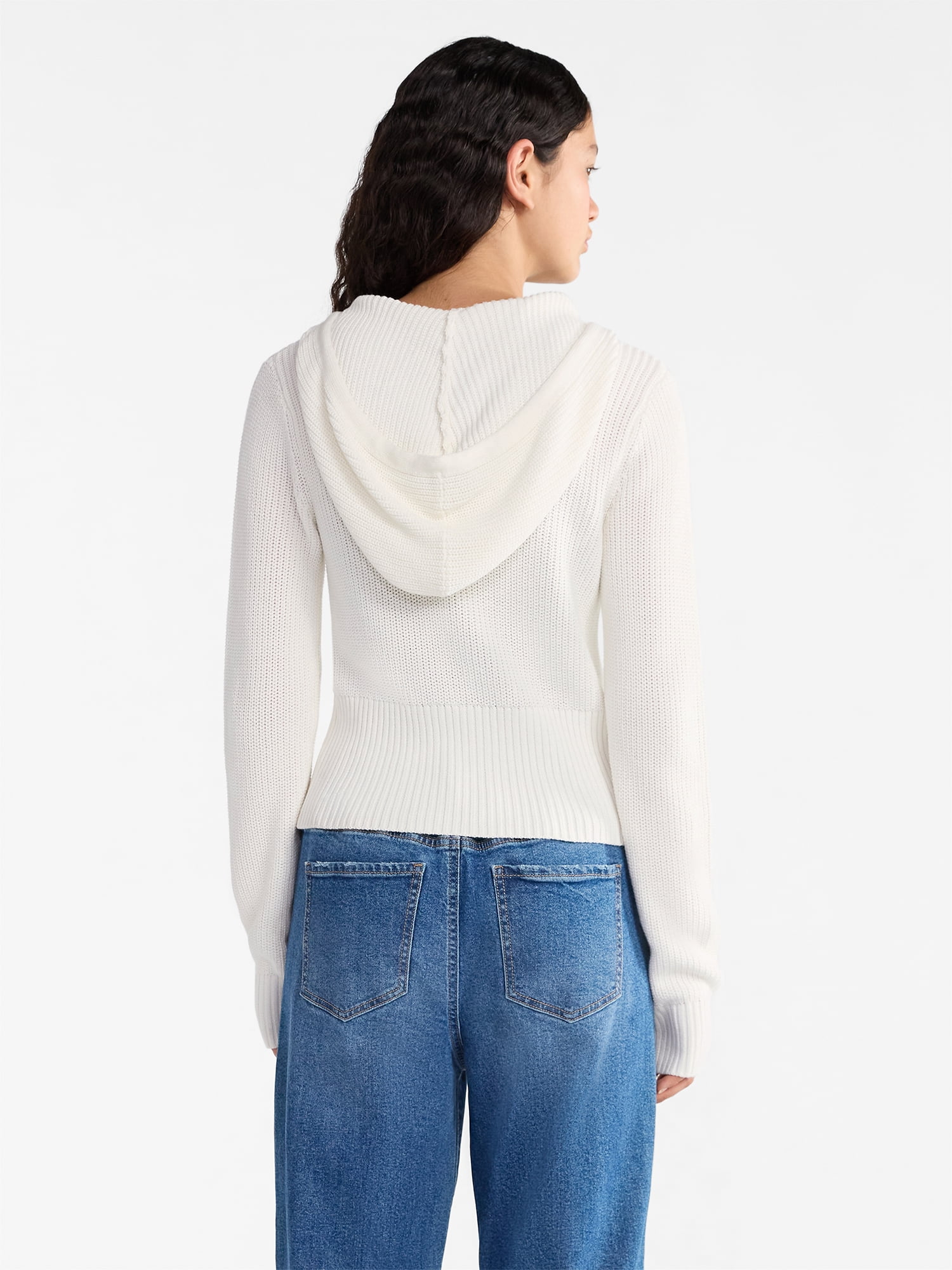No Boundaries Two Way Zip Up Hoodie Sweater, Lightweight, Women's