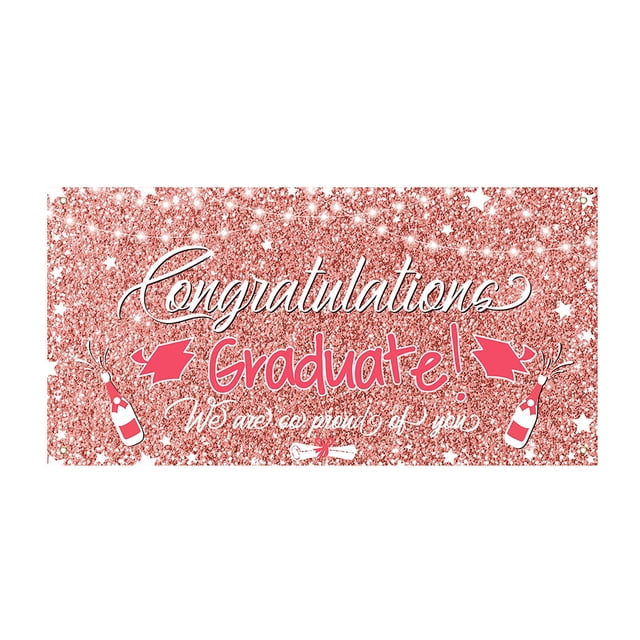 Jierger Congrats Grad Banner, 36x71 Inch Black and Gold "We Are So Proud of You" Backdrop, 2026 Graduation Decor for Grad Party, Photo Booth Background