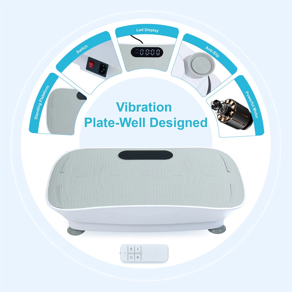 LOHASLY Vibration Plate Machine w/Handle 120 Speed Lymph Drain Fat Burn Weight Loss Home GymMen/Women(Grey)