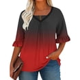 thumbnail image 2 of YFNNUP Womens Plus Size 3/4 Length Sleeve Tunic Tops V Neck Pleated Shirts Dressy Casual Tie Dye Print Blouses, 2 of 7