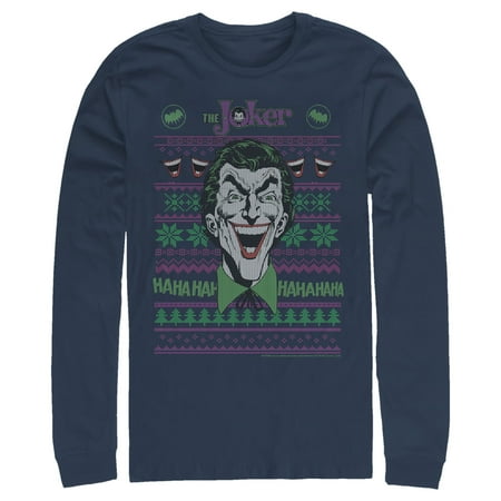 Batman Joker Christmas Batman Men's Joker Laugh Ugly Christmas Sweater Long Sleeve T-Shirt ()