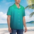 thumbnail image 2 of KLL Men's Hawaiian Shirt Short Sleeve Button Down Beach Shirts-Green Turquoise Teal, 2 of 5