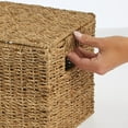 thumbnail image 3 of mDesign Woven Seagrass Home Storage Basket with Lid, Set of 3 - Natural Finish, 3 of 8