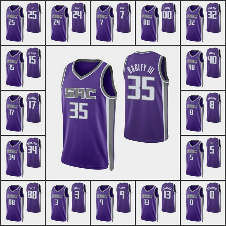 NBA_ Jersey Sacramento''Kings''Men De'Aaron Fox Buddy Hield Marvin Bagley  Davion Mitchell Maurice Harkless 2022 75th Anniversary Custom Purple Jersey  