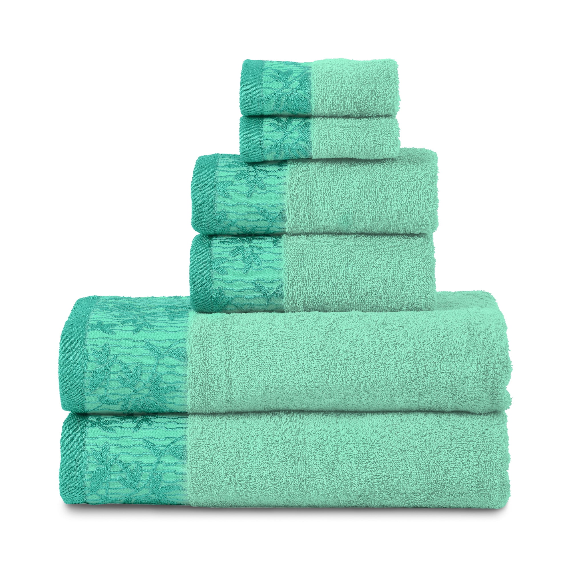 Impressions Bergenia Floral Cotton 6Piece Towel Set, Turquoise