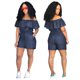 thumbnail image 5 of Gibobby Monos Holgados Mono de mezclilla para mujer, sexy, con hombros descubiertos, con volantes, pantalones largos, , pantalones vaqueros casuales(Azul, XXL), 5 of 5