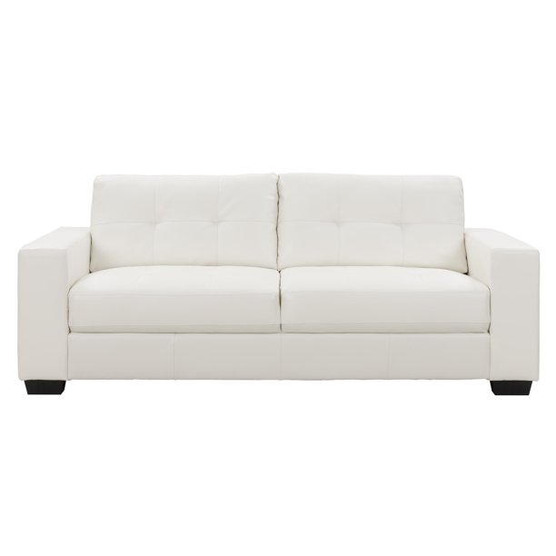 Corliving Tufted Seat And Backrest Bonded Leather Sofa Com Backrest Bonded Leather Sofa, Leather Sofa Tufted Seat