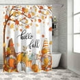 thumbnail image 5 of Fall Shower Curtain Autumn Pumpkin Gnome Thanksgiving Shower Curtains for Bathroom Hello Fall Maple Leaf Bath Curtains Sets with Hooks for Autumn Thanksgiving Seasonal Decor Fabric Extra Long 72x84, 5 of 6