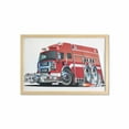 thumbnail image 1 of Cars Wall Art with Frame, Big Truck Emergency Equipments Universal Safety Rescue Team Engine Cartoon, Printed Fabric Poster for Bathroom Living Room, 35" x 23", Grey Red, by Ambesonne, 1 of 2