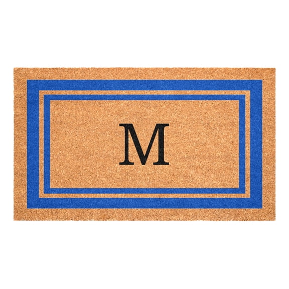 Blue Border Monogram Doormat (Letter M)