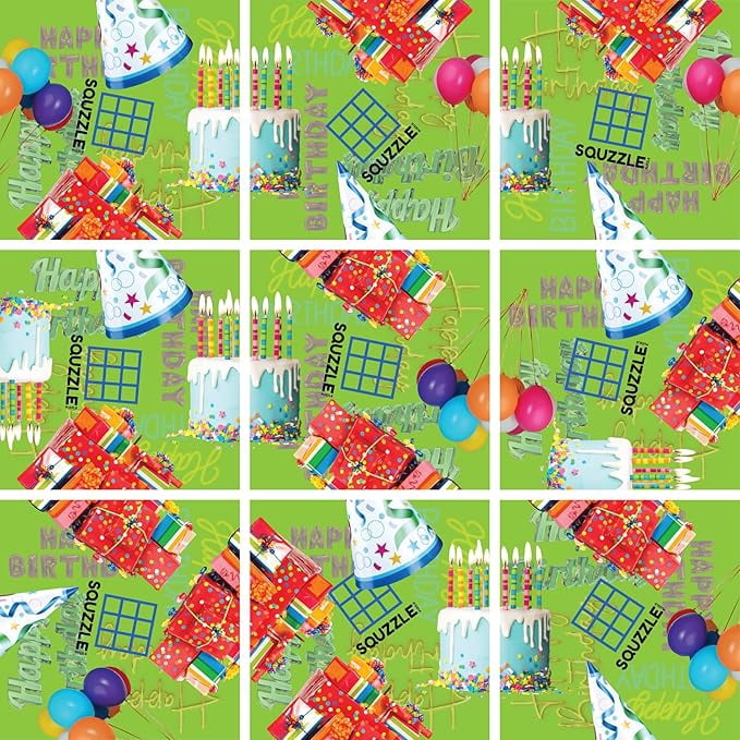 Squzzle Puzzle – 9-Piece Travel Puzzle Game | Screen-Free Brain Teaser Puzzle for Focus & Problem Solving | Collect All Designs | Teacher Gift | Middle School Classroom Center (Happy Birthday)