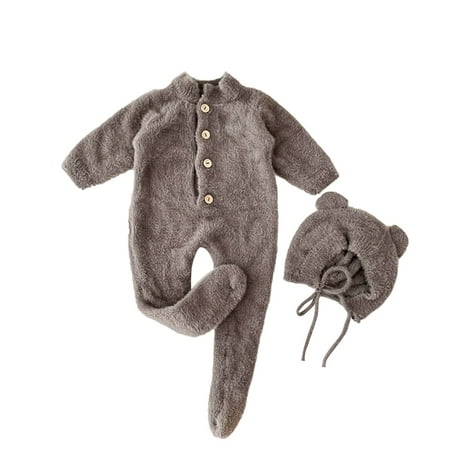 

nsendm Babies Going Home Outfit Babys Newborn Infant Girls Boys Animals Footed Solid Spring Boys Baptism Romper Grey 18-24 Months