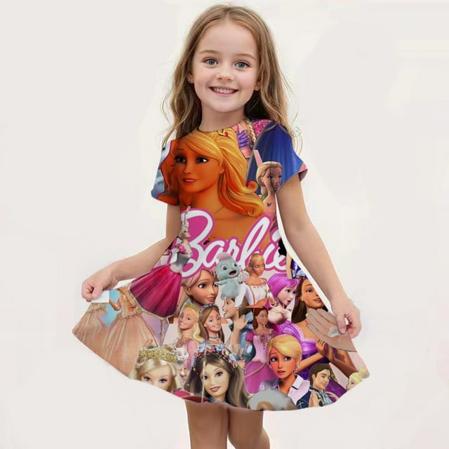 Nouveau Kawaii Barbie Pyjamas pour Enfants Fille Anime Doux Robe d'Été à Manches Courtes pour Bébé
