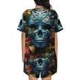 thumbnail image 6 of Fotbe Butterfly Flower Skull A Print Pajama Set for Women 2 Piece Loungewear Short Sleeve Tops and Shorts Set Soft Sleepwear-Small, 6 of 7
