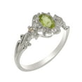 thumbnail image 1 of LBG British Made 14k White Gold Natural Peridot & Diamond Womens Promise Ring - 33 size options - Size 5.75, 1 of 8