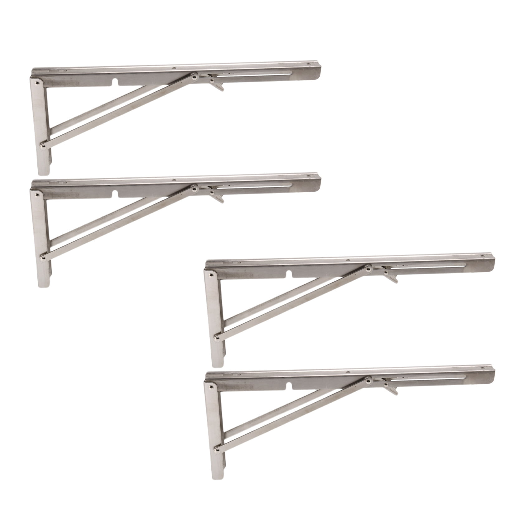 4X Folding Shelf Brackets, Heavy Duty Stainless Steel Foldable Wall