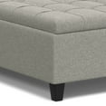thumbnail image 5 of Harrison 40 inch Wide Transitional Large Square Coffee Table Storage Ottoman in Cloud Grey Linen Look Fabric, 5 of 11