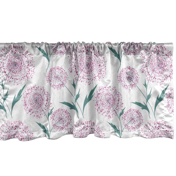 Ambesonne Floral Valance Pack of 2, Ornamental Dandelion Flowers, 54"X18", White Pale Purple and Seafoam