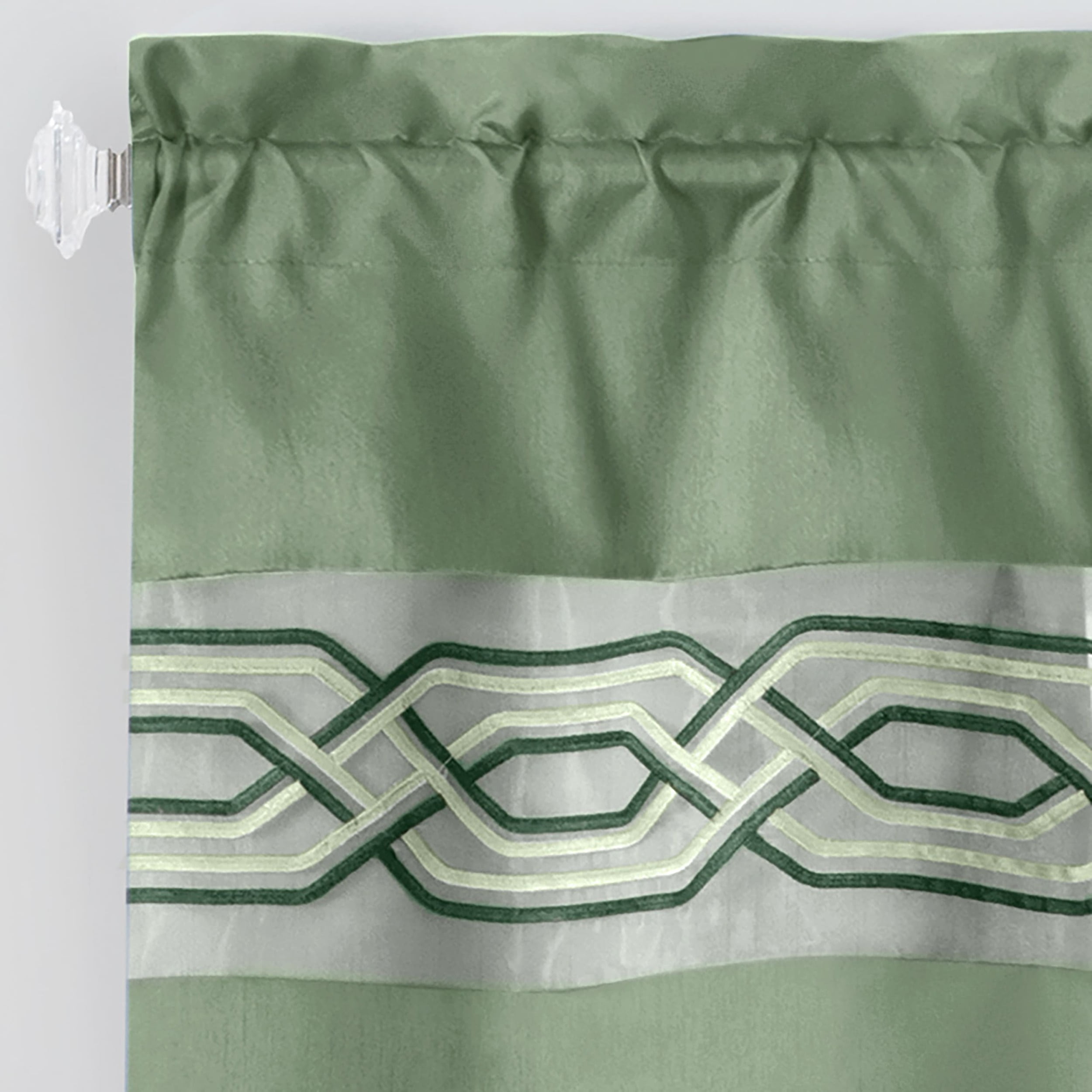Achim Paige Rod Pocket 5 Piece Light Filtering Curtain Set, Green, 55" x 84"