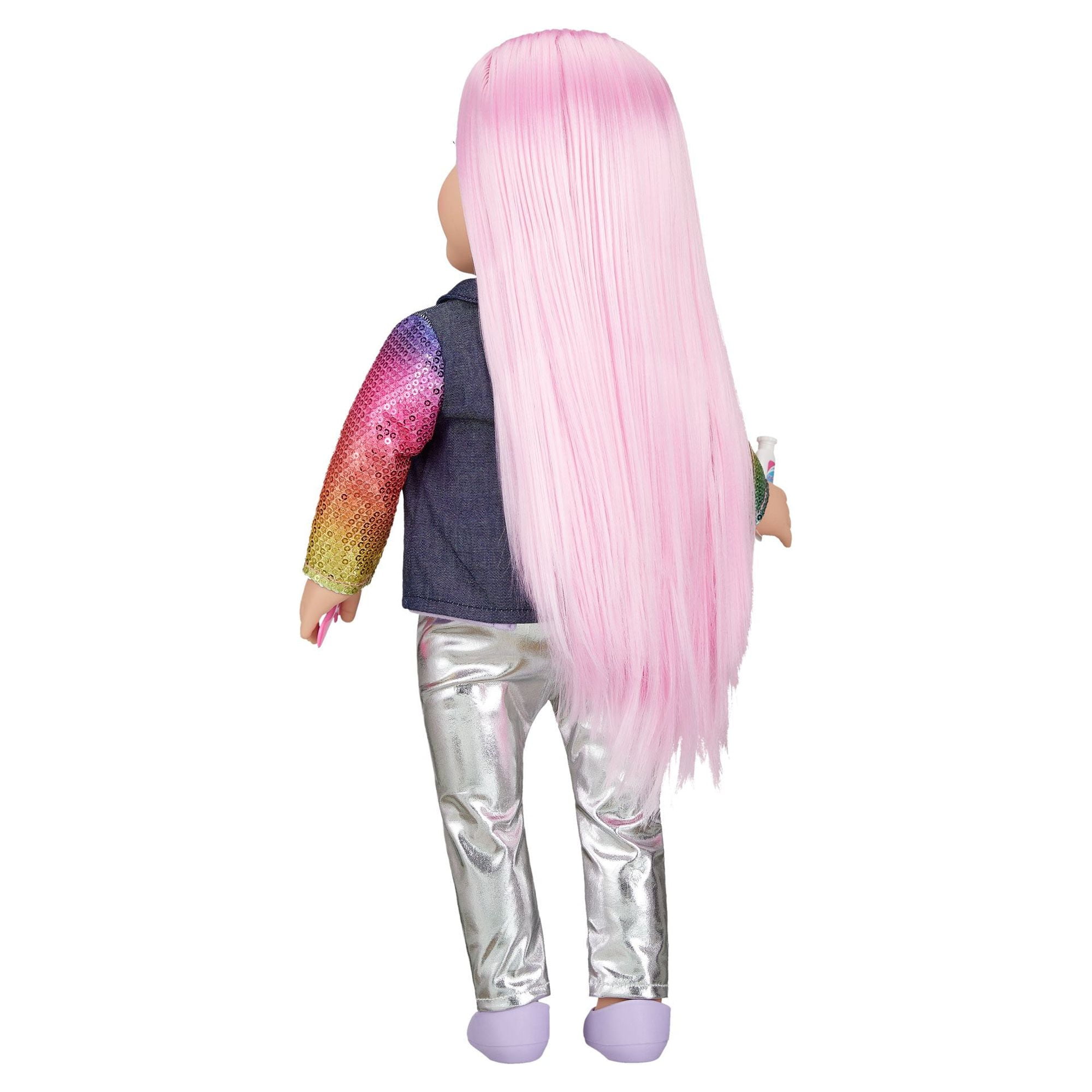 My Life As Amora Hairstylist Posable 18-inch Doll, Pink Hair, Purple Eyes