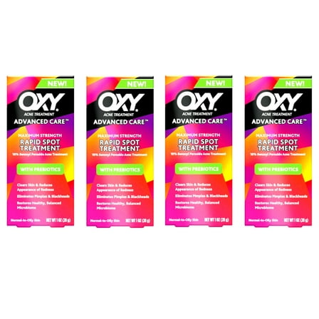 4 Pack - OXY Acne Medication Maximum Action Rapid Spot Treatment 28 oz