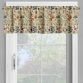 thumbnail image 3 of Oriental Floral Window Valance Pack of 2, Colorful Design Dreamy Floral Motifs with Mediterranean Details, Rod Pocket Curtain Valances for Kitchen Bedroom, 54" X 18", Blue Orange Multicolor, 3 of 5